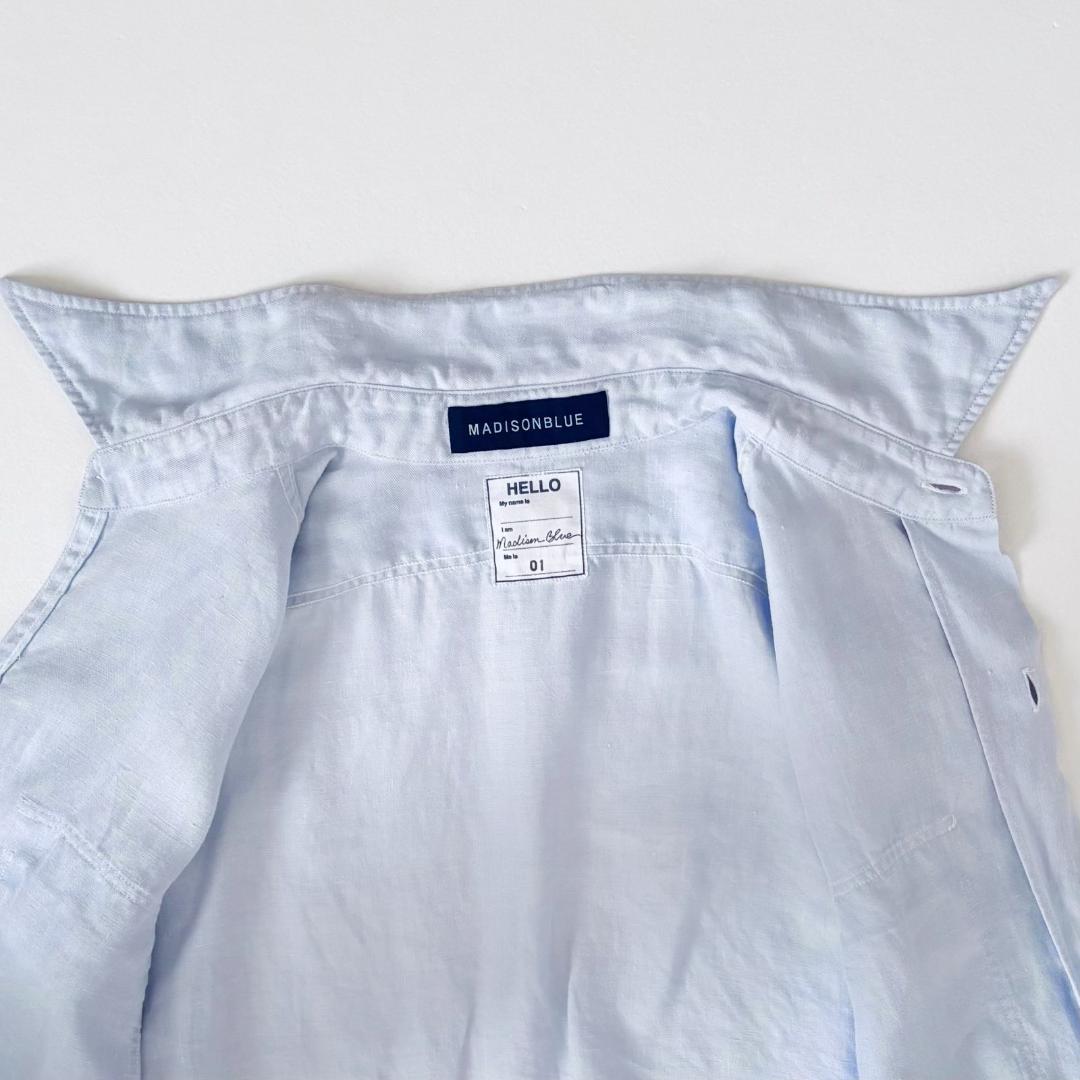 MADISONBLUE ハンプトン リネンシャツ B刺繍 サックスブルー　01
