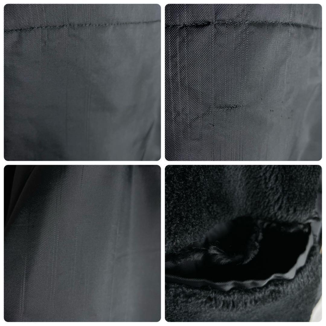 【2WAY】シュプリーム☆両袖ロゴ 裏地ボア ナイロンジップジャケット 黒 L