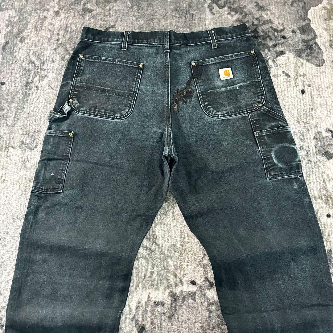 90s USA製 36×32 Carhartt 超フェードブラック 一点物