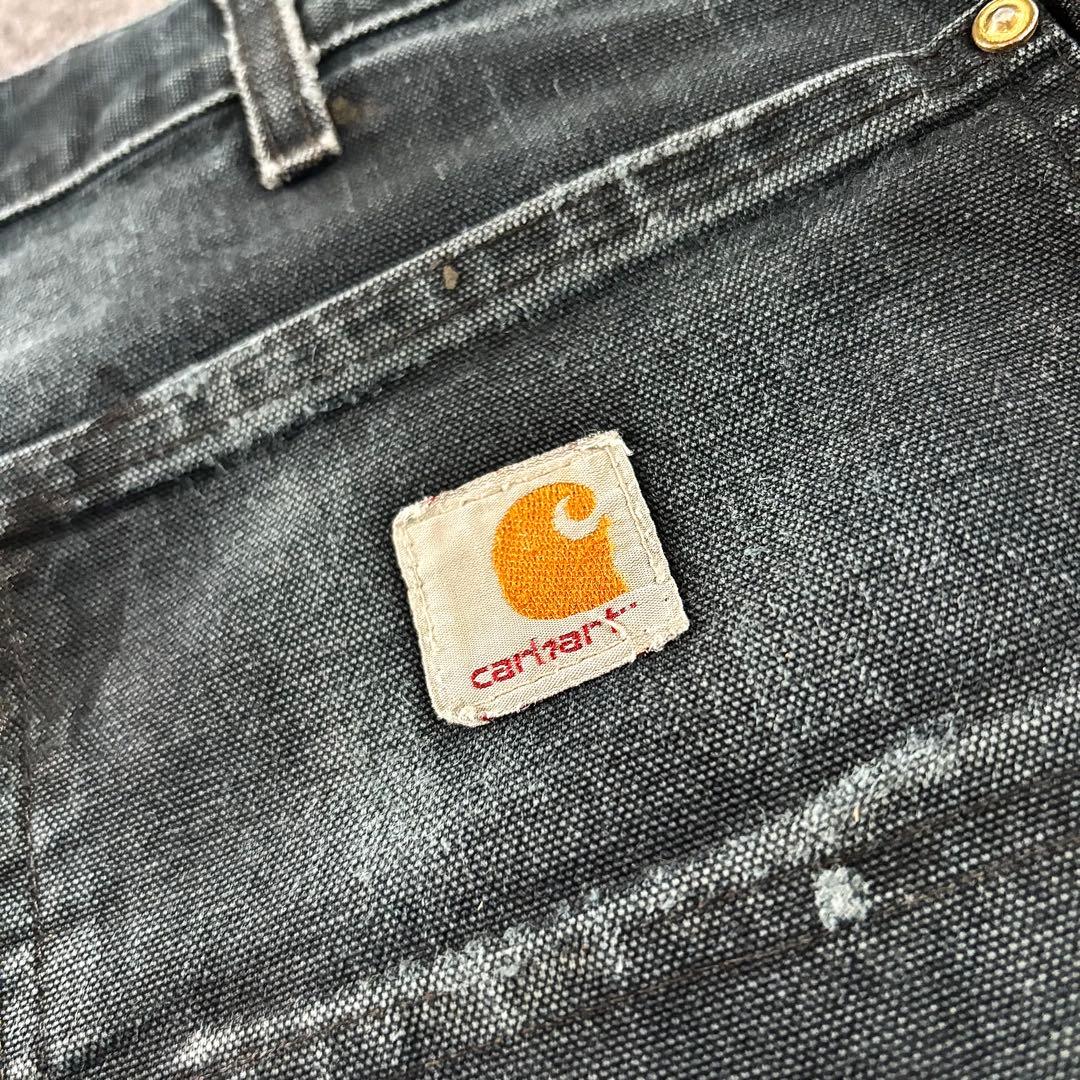 90s USA製 36×32 Carhartt 超フェードブラック 一点物
