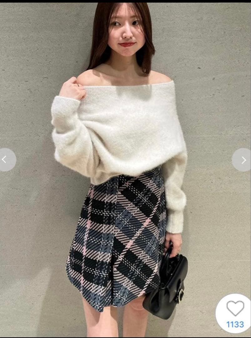 SNIDEL ロービングチェックミニスカート　サイズ0 BLK