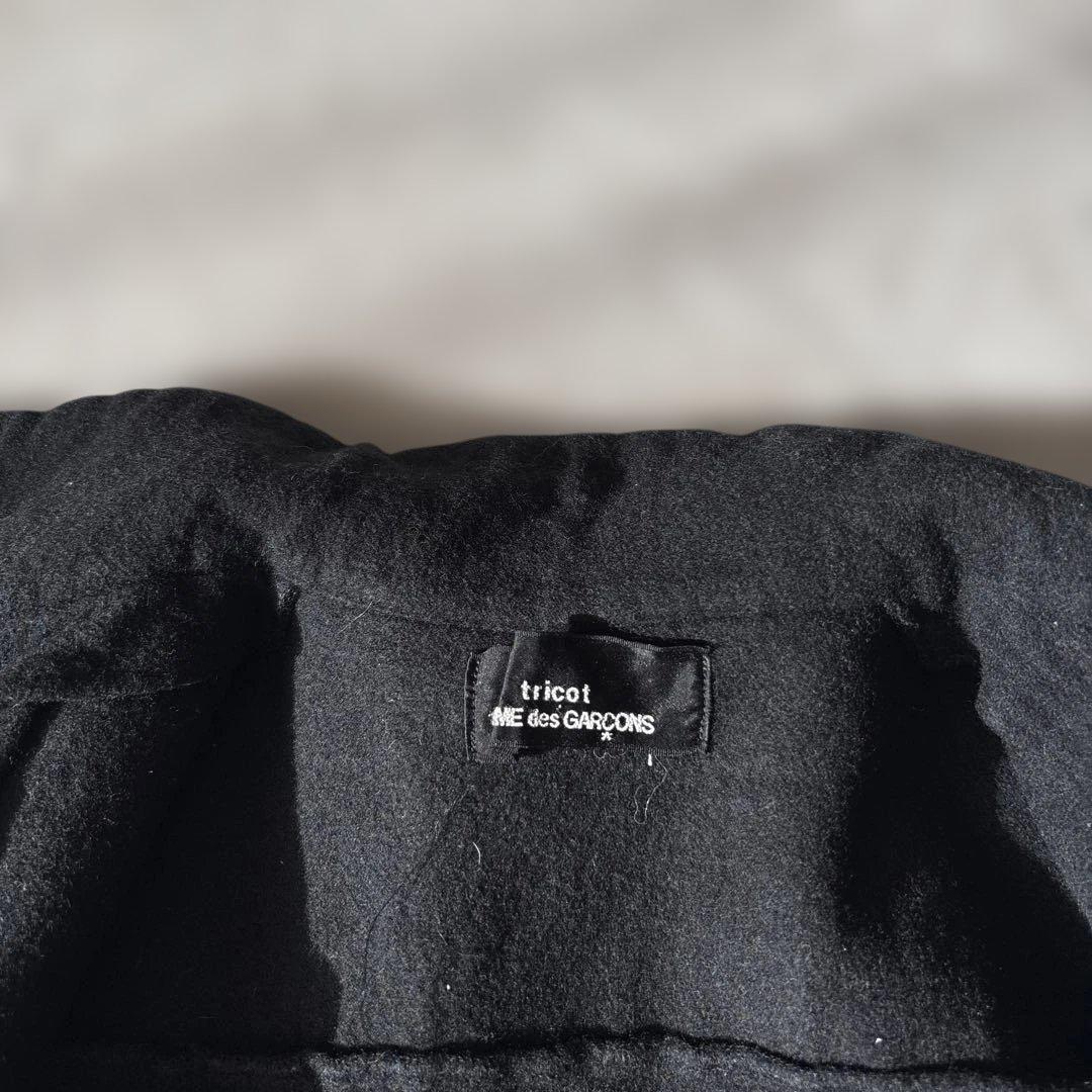ビンテージ【ウール縮絨】トリココムデギャルソン　ジャケットS 黒　きりかえ　比翼