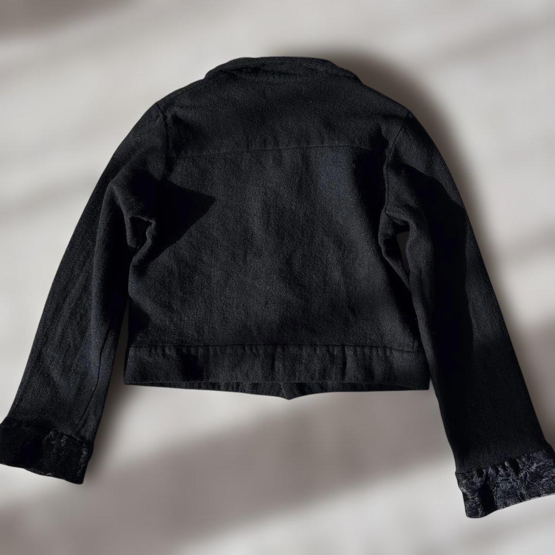 ビンテージ【ウール縮絨】トリココムデギャルソン　ジャケットS 黒　きりかえ　比翼