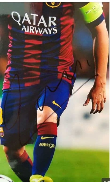 アンドレス・イニエスタ、直筆サイン入り、フォトグラフ、本人直筆証明写真あり。