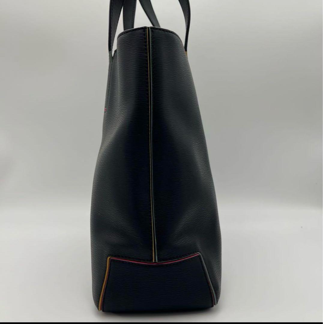 未使用級 ポールスミス A4◎ マルチストライプ トートバッグ レザー ブラック