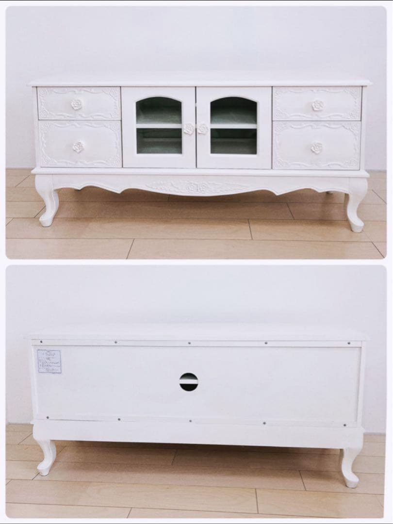 ロココ調　猫足　テレビ台　ホワイト　120サイズ　姫系家具　送料込み