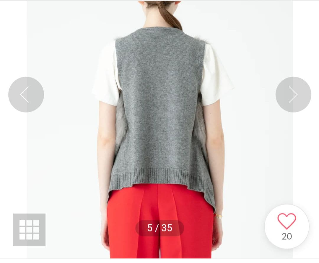 アルアバイル　フェイクファー　ショートジレ　グレー　02サイズ