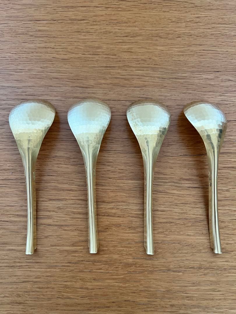 有次　真鍮　共柄チリレンゲ　4本セット