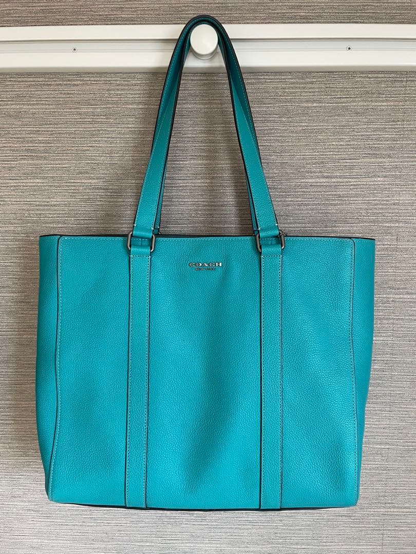 COACH コーチ ターコイズ レザートートバッグ