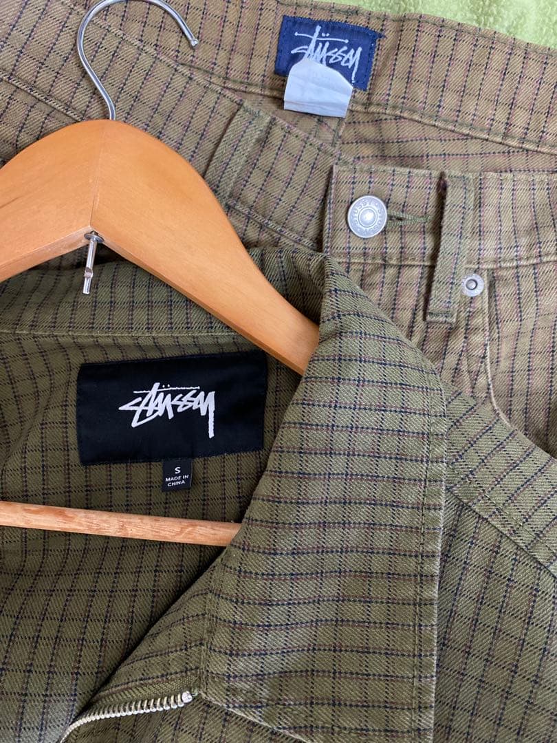 ガ*生様 stussy ステューシー オリーブ　チェック ガレージ ジャケット