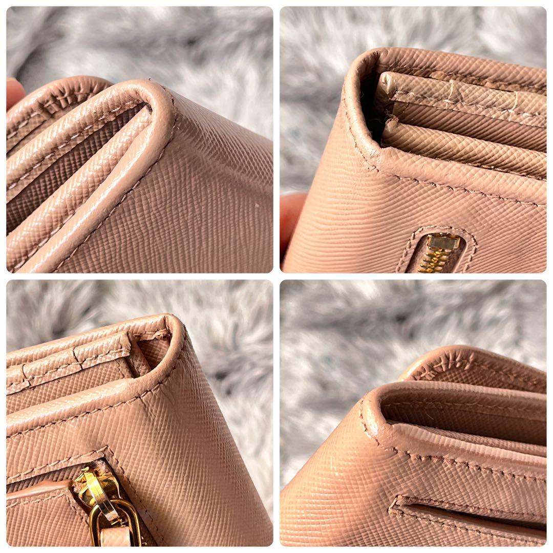 良品✨PRADA フィオッコ　メタルロゴ　サフィアーノ　長財布　ベージュ