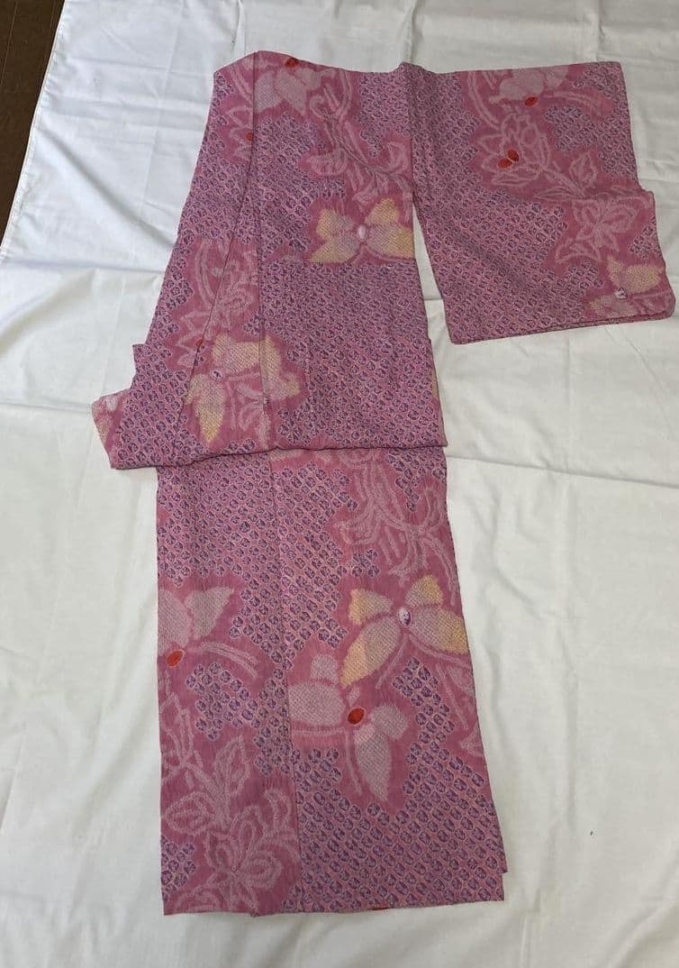 ピンク 絞り花柄 浴衣