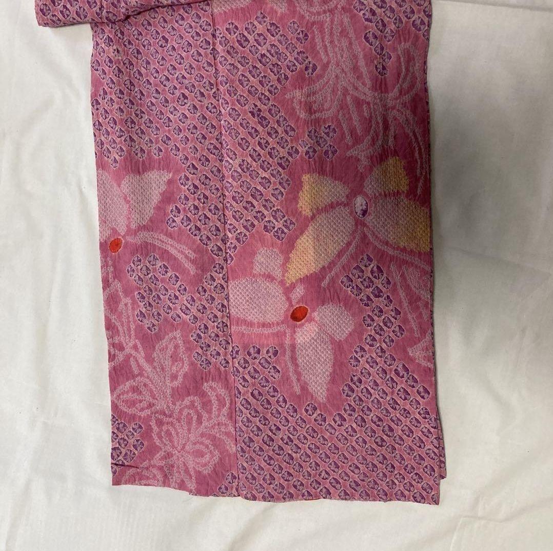 ピンク 絞り花柄 浴衣