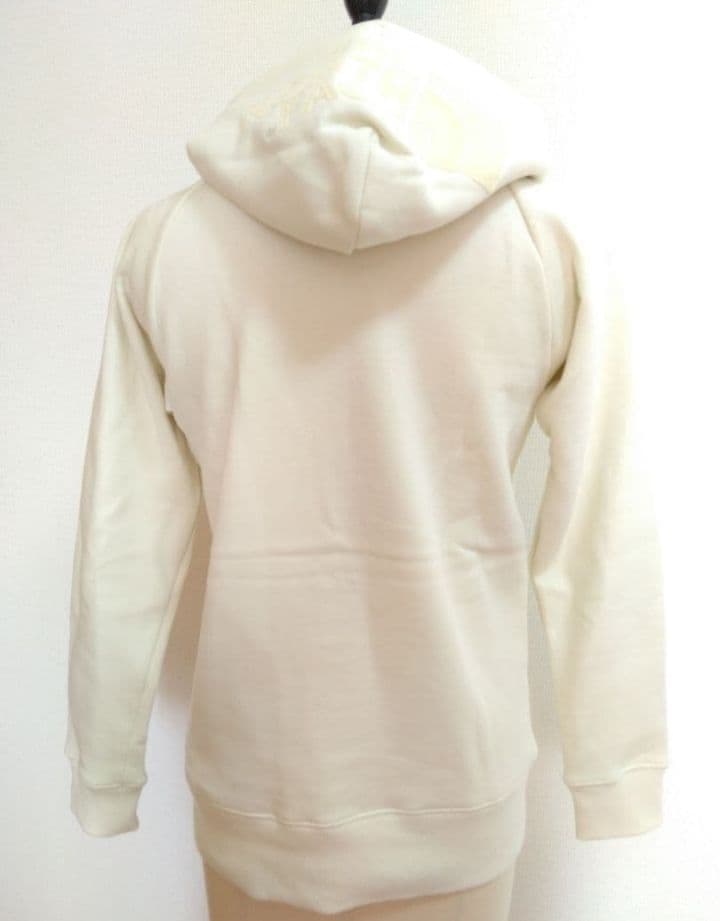 ビンテージホワイト色 ジップアップ フード付きパーカー