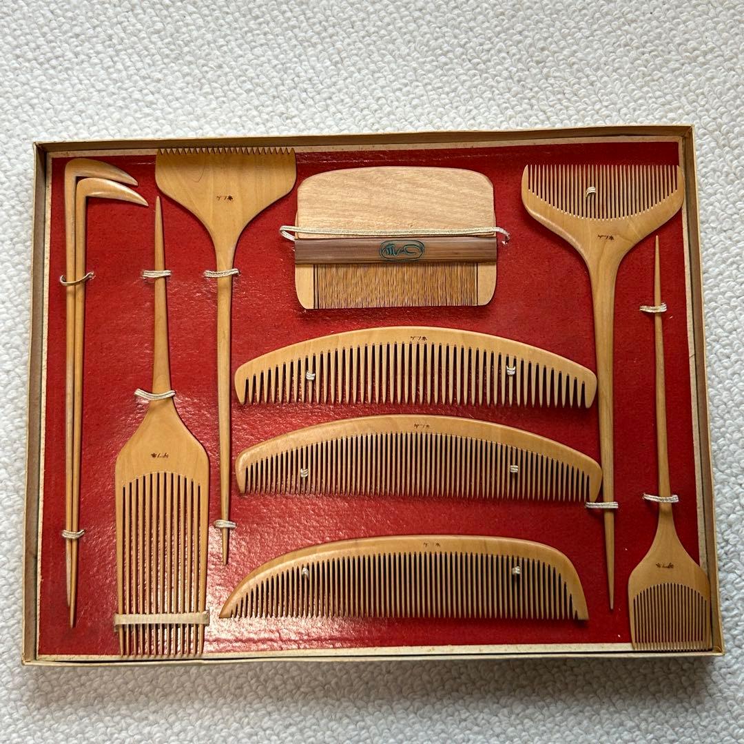 激レア　昭和レトロ　アンティーク　戦時中　本柘植櫛10本セット　ご結婚用　御揃櫛
