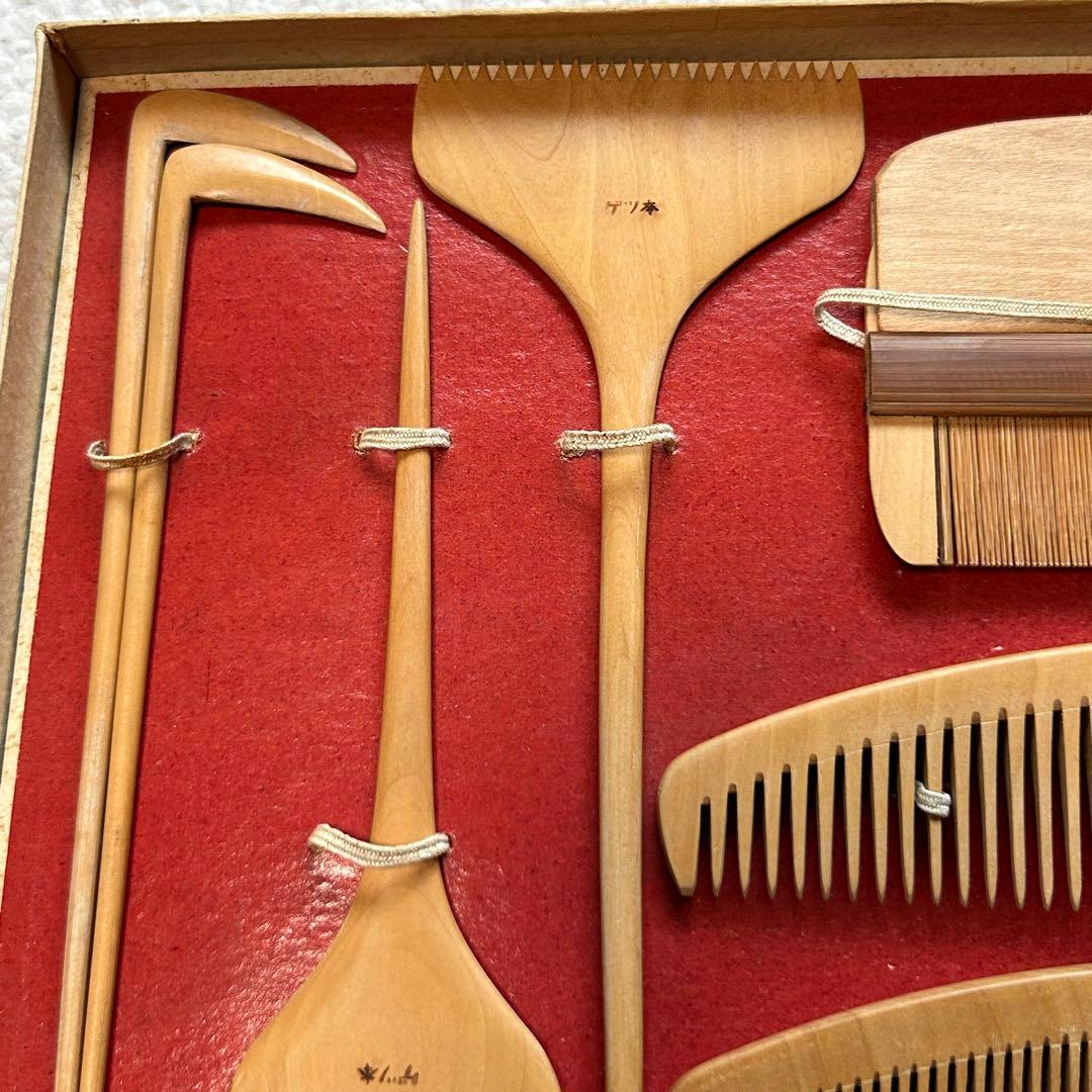 激レア　昭和レトロ　アンティーク　戦時中　本柘植櫛10本セット　ご結婚用　御揃櫛