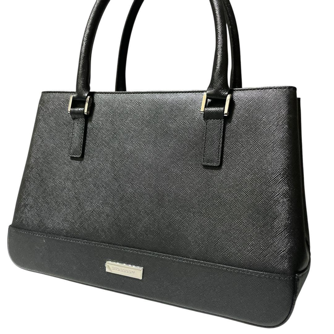 極美品 バーバリー サフィアーノ オールレザー ハンドバッグ 黒