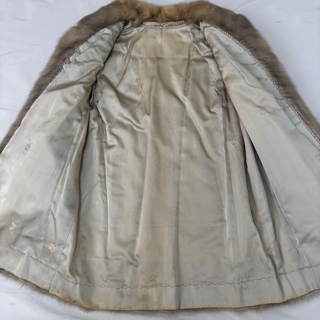 毛皮 ファーコート ミンク ブラウン ミドル丈 本革 大きいサイズ