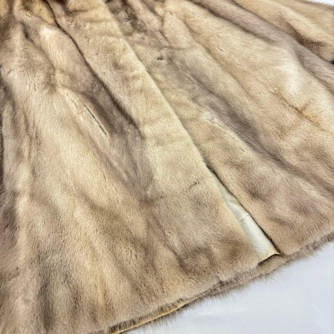 毛皮 ファーコート ミンク ブラウン ミドル丈 本革 大きいサイズ