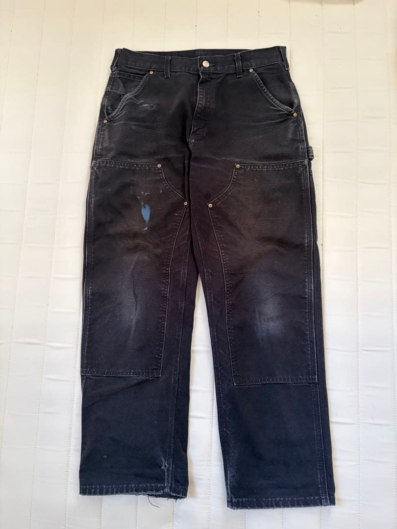 鬼フェード　carhartt ダブルニー ペインターパンツ　 ブラック　ペンキ