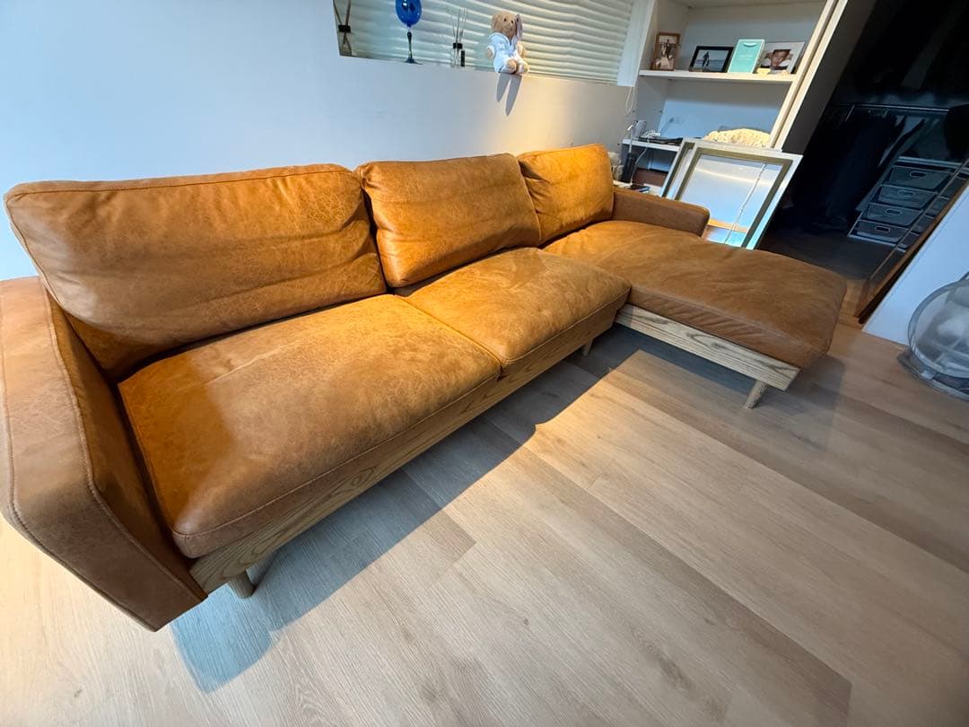 Crash Gate ブラウン レザーテックス　カウチソファ（送料込み）