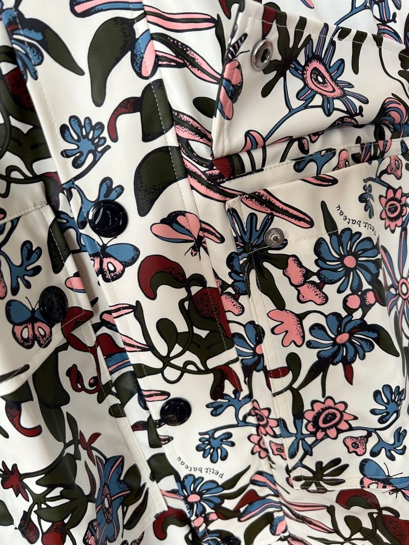 PETIT BATEAU ヨットパーカーフード付　花柄プリント