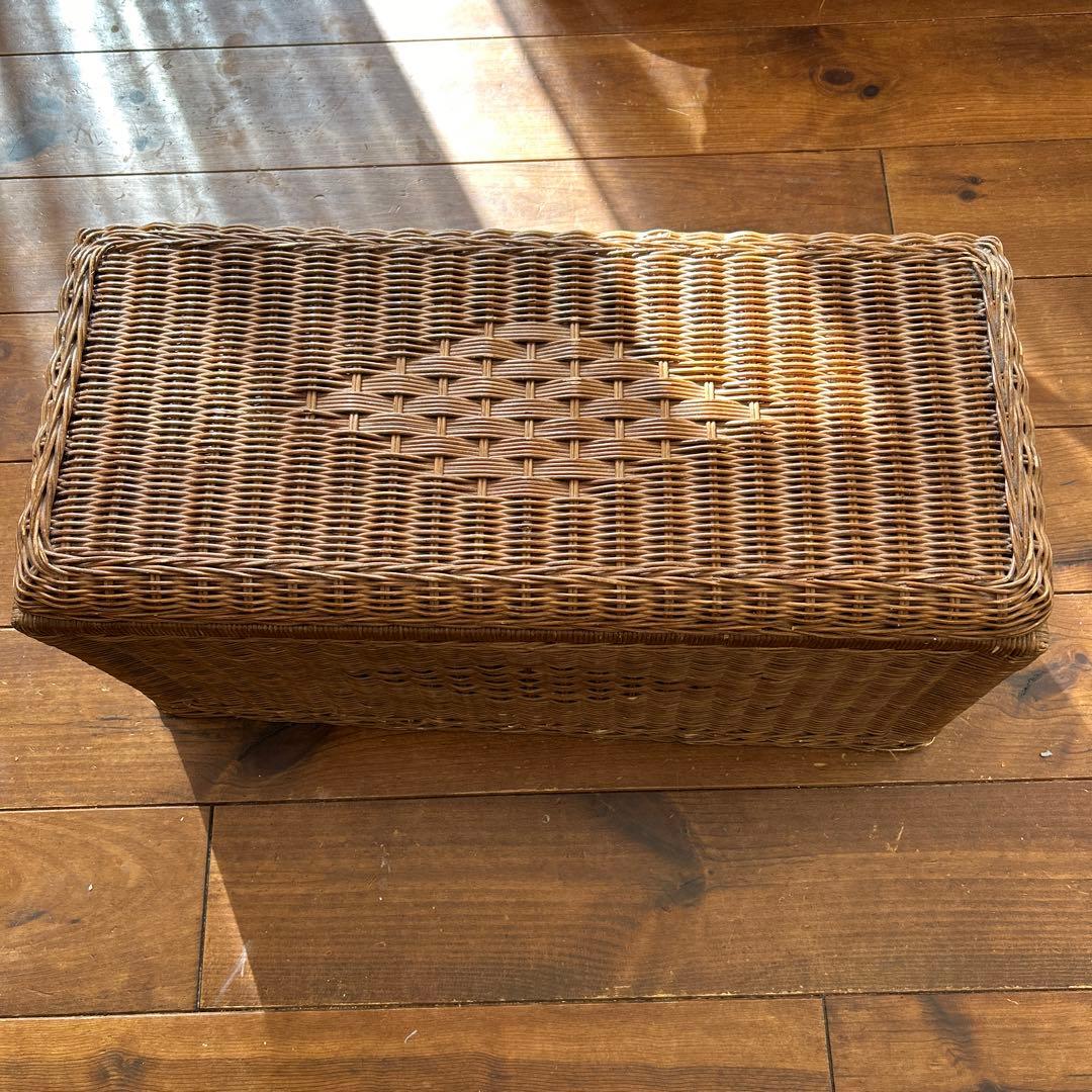 vintage ラタン　大型収納 籐　トランク　蓋付き収納　子供部屋　おもちゃ箱