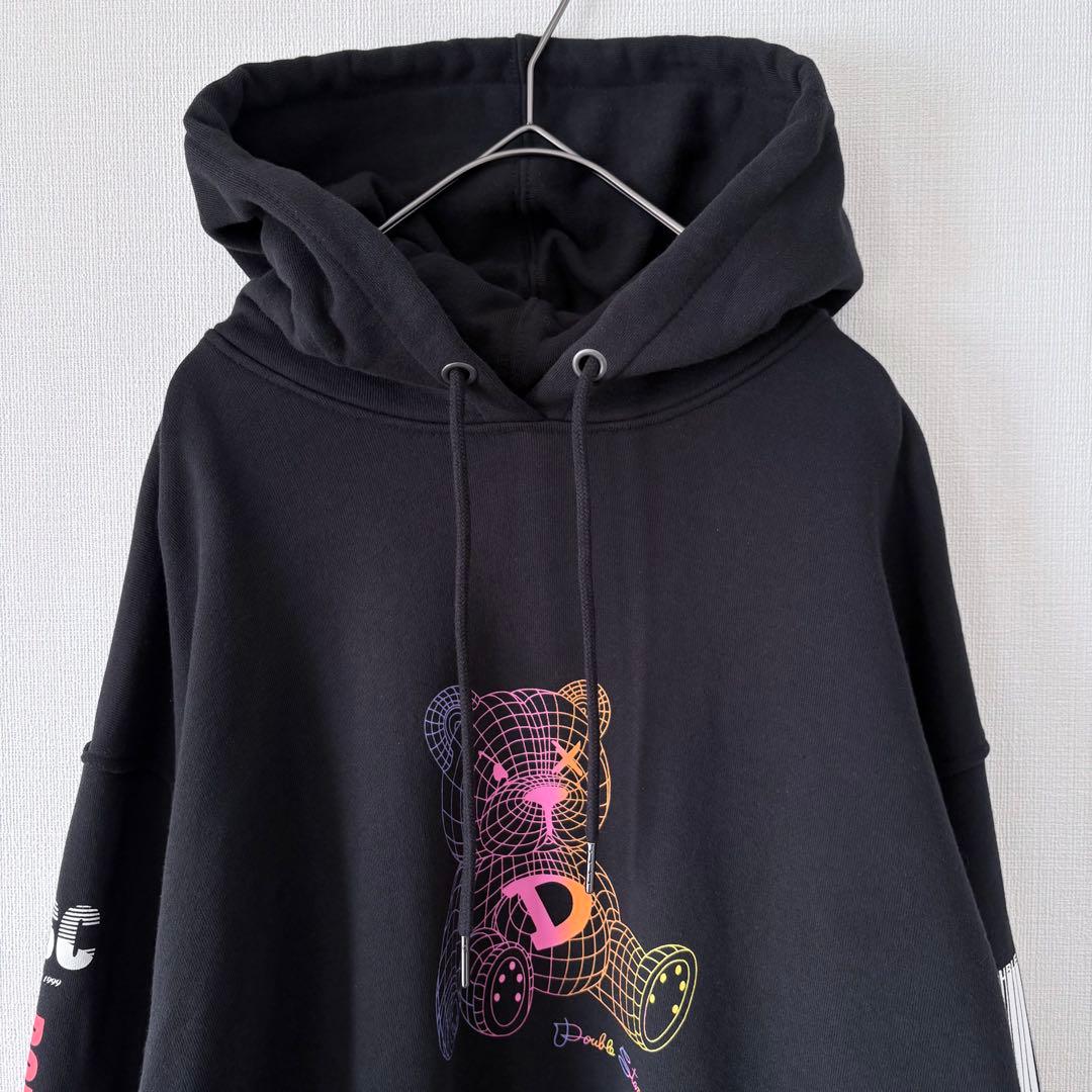 24AW ダブルスタンダードクロージング グラフィック裏毛パーカー ベアー 黒