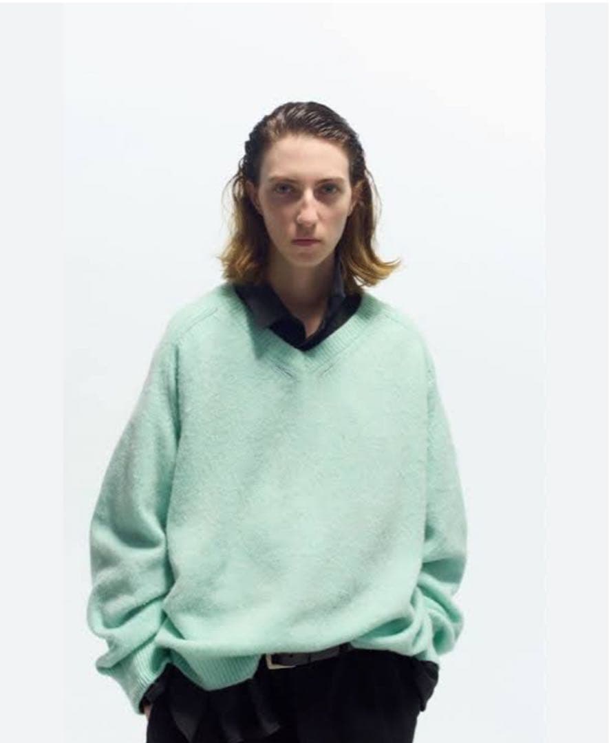 25aw URU(ウル)/V NECK KNIT/L.GREEN 2
