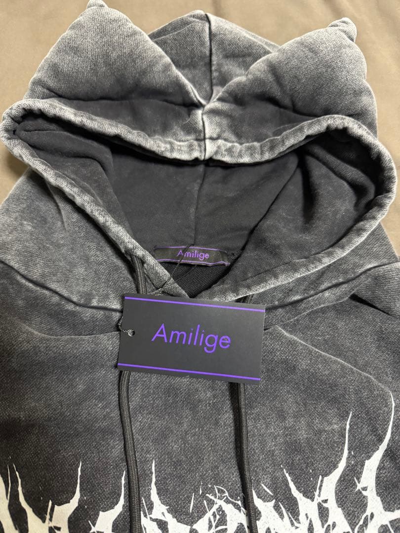 【未使用・タグ付き】Amilige 猫耳クロスパーカー　ブラック
