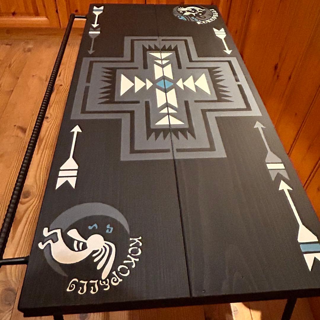 No.562 アイアンローテーブル オルテガテーブル　ネイティブ柄 ココペリ