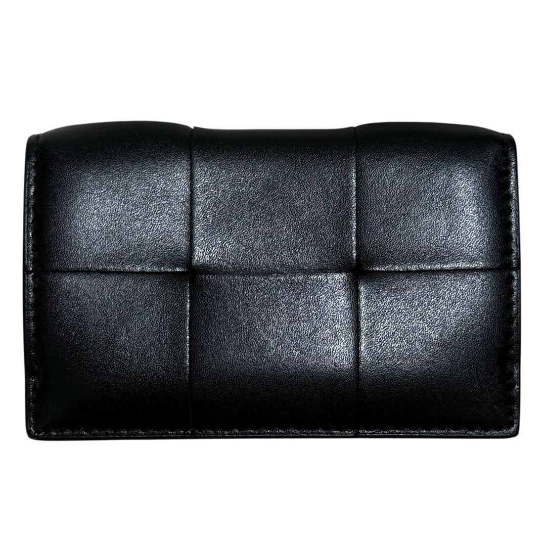 ボッテガヴェネタ 現行 カセット マキシイントレチャート 名刺入れ レザー 黒