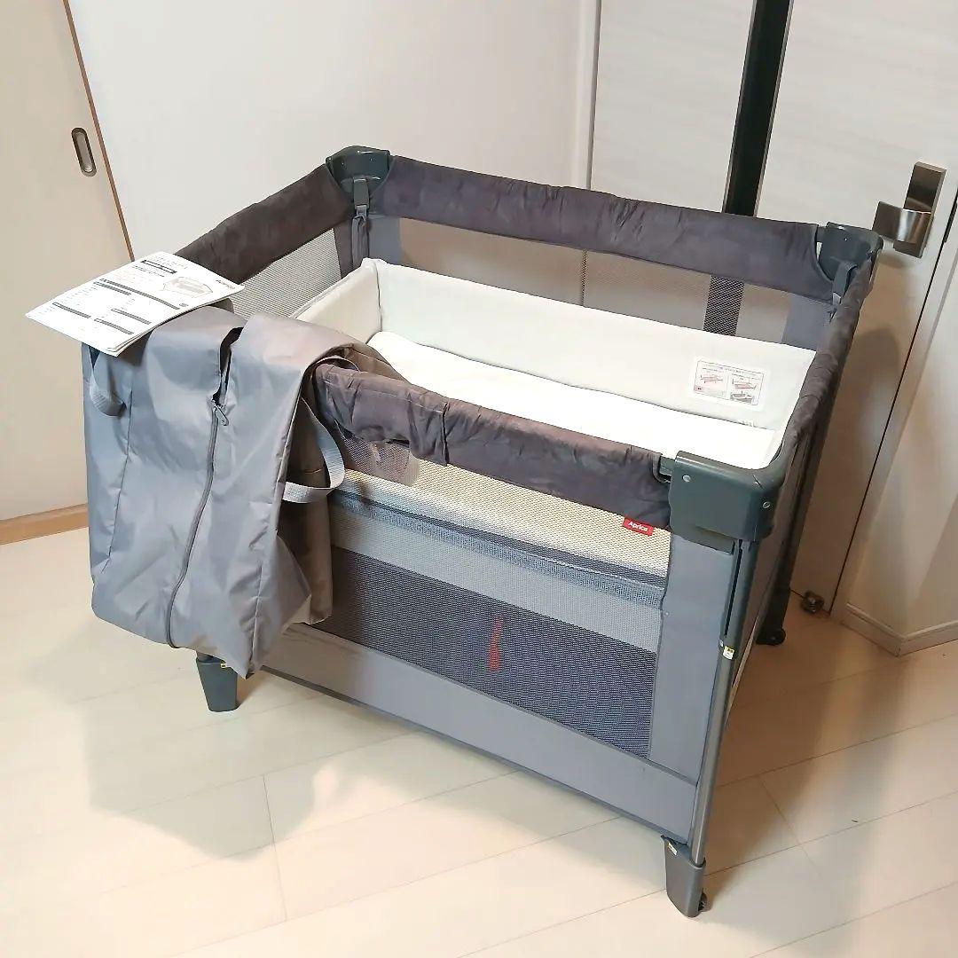【美品】 アップリカ ココネルエアープラス　ベビーベッド グレー