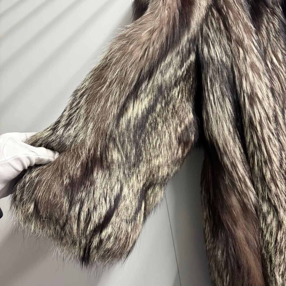 超高級 リアルファー シルバーフォックス ロングコート ファーコート 毛皮