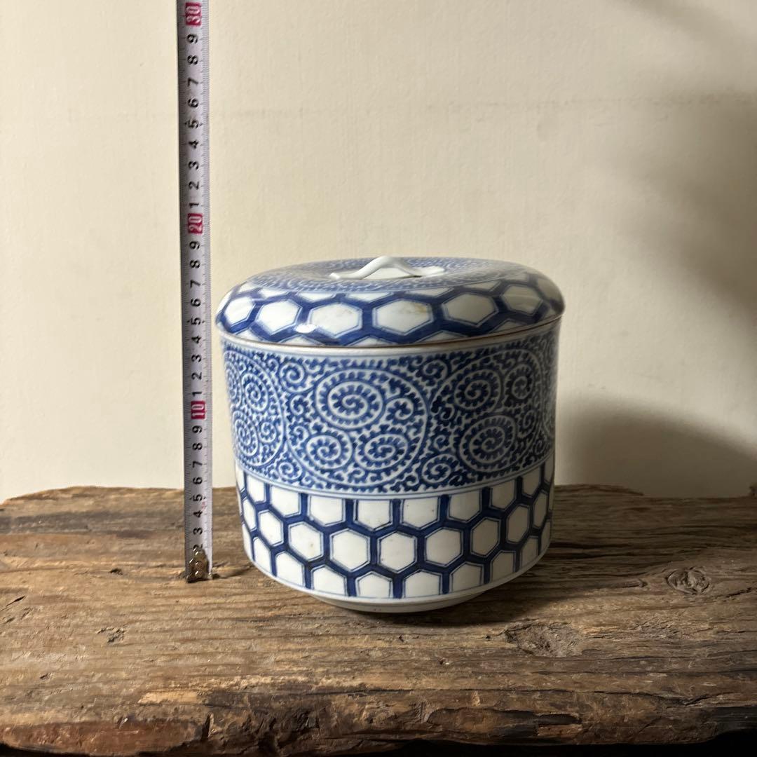 古伊万里たこ唐草蓋物　アンティーク 古道具　骨董　蕎麦猪口　検:李朝.白洲正子