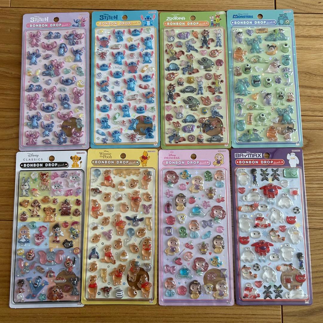 国内正規品 ディズニー ボンボンドロップシール 第2弾 全種8枚セット