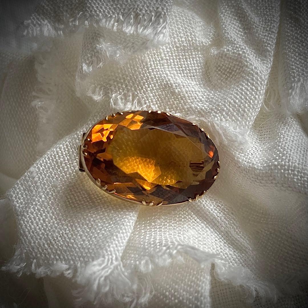 k10 イギリス　ジョージアン　シトリンブローチ