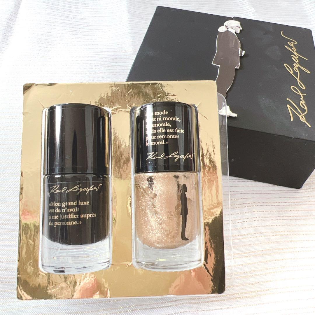 激レア カールラガーフェルド ネイル 箱 マニキュア ブラック ゴールド セット