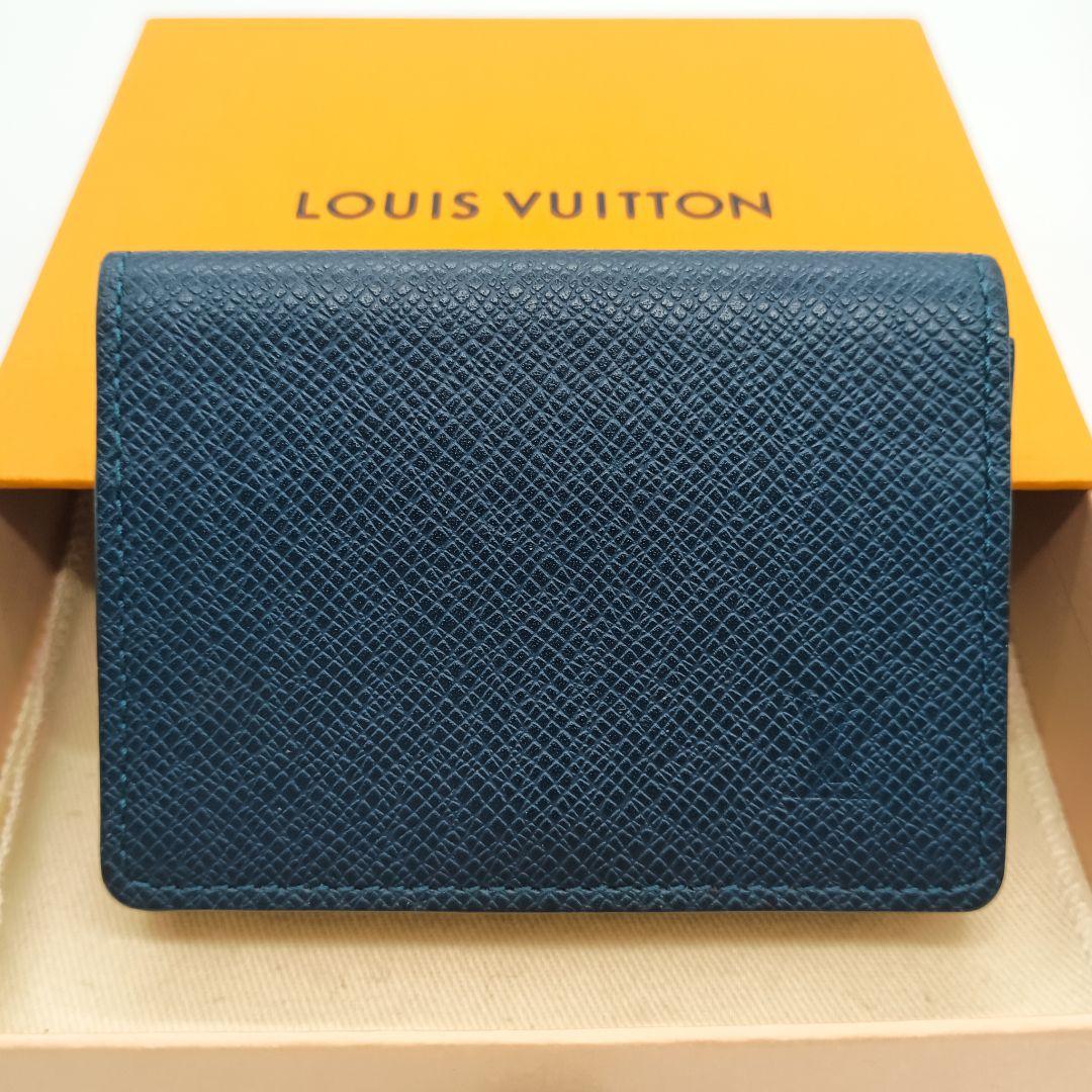 【美品SSS】ルイヴィトン　カルトドゥヴィジットNM　タイガ　ネイビー　名刺入れ