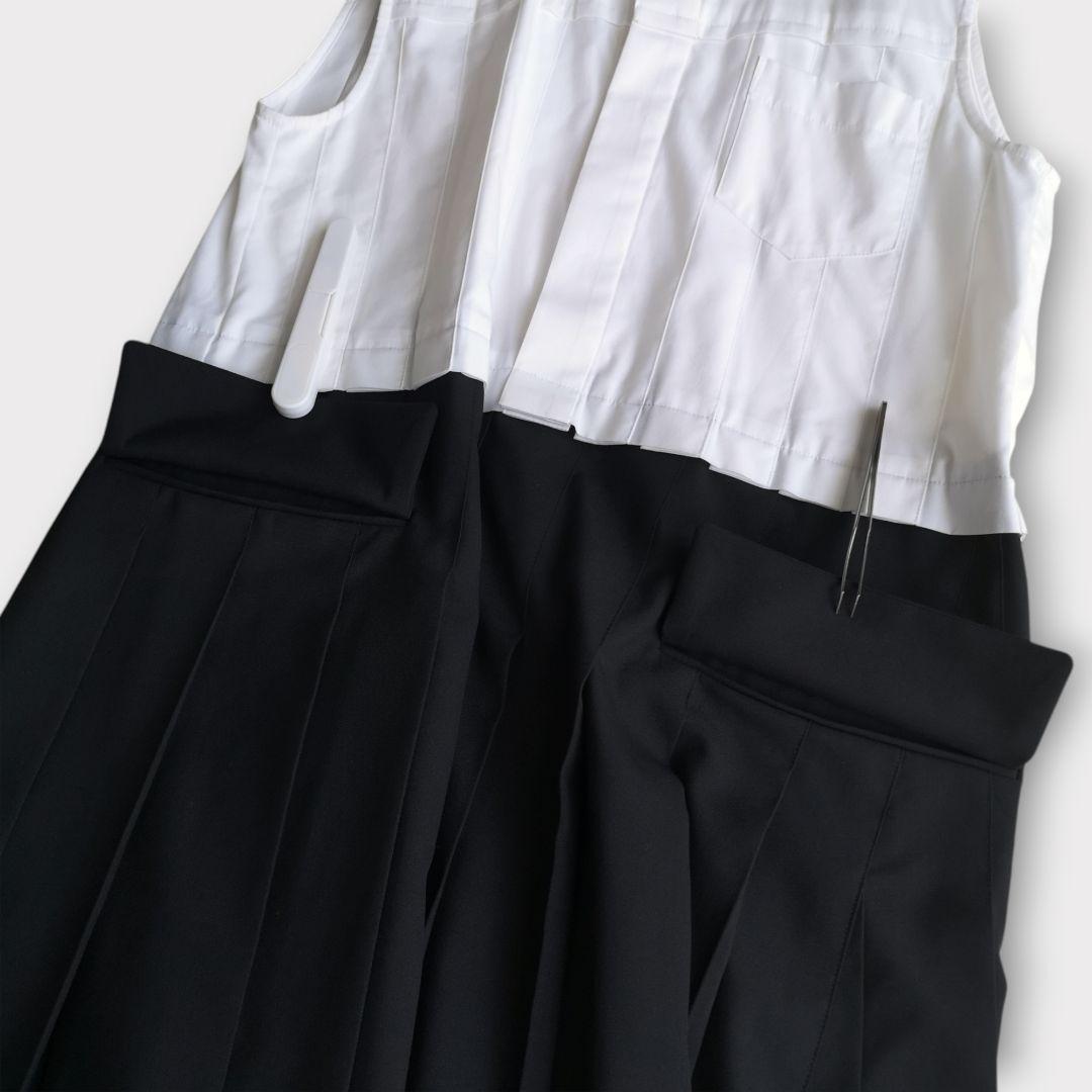 美品 sacai スーチング ミディドレス プリーツ 異素材 Ｓ