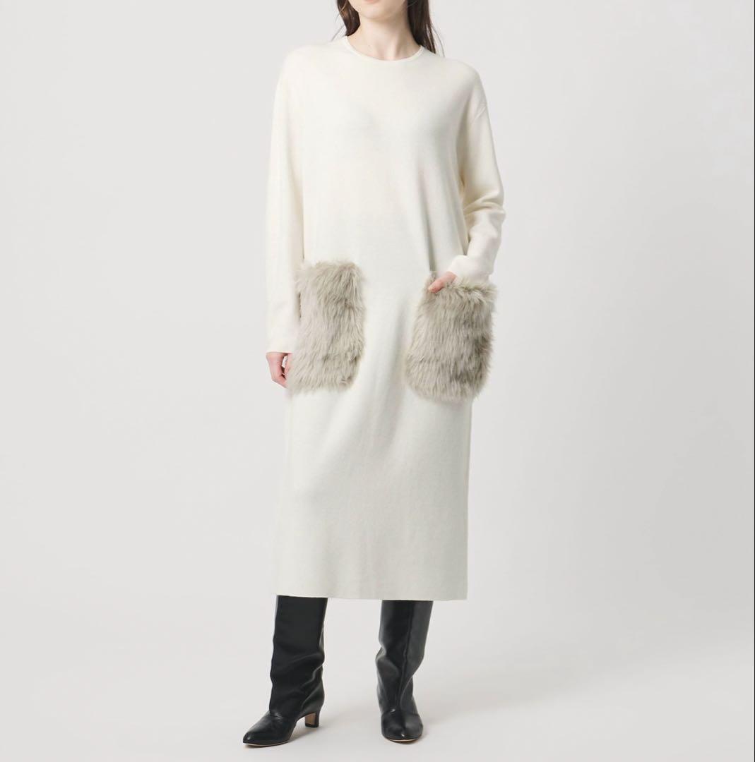 新品 2025 UNITED ARROWS ポケットワンピース　オフホワイト