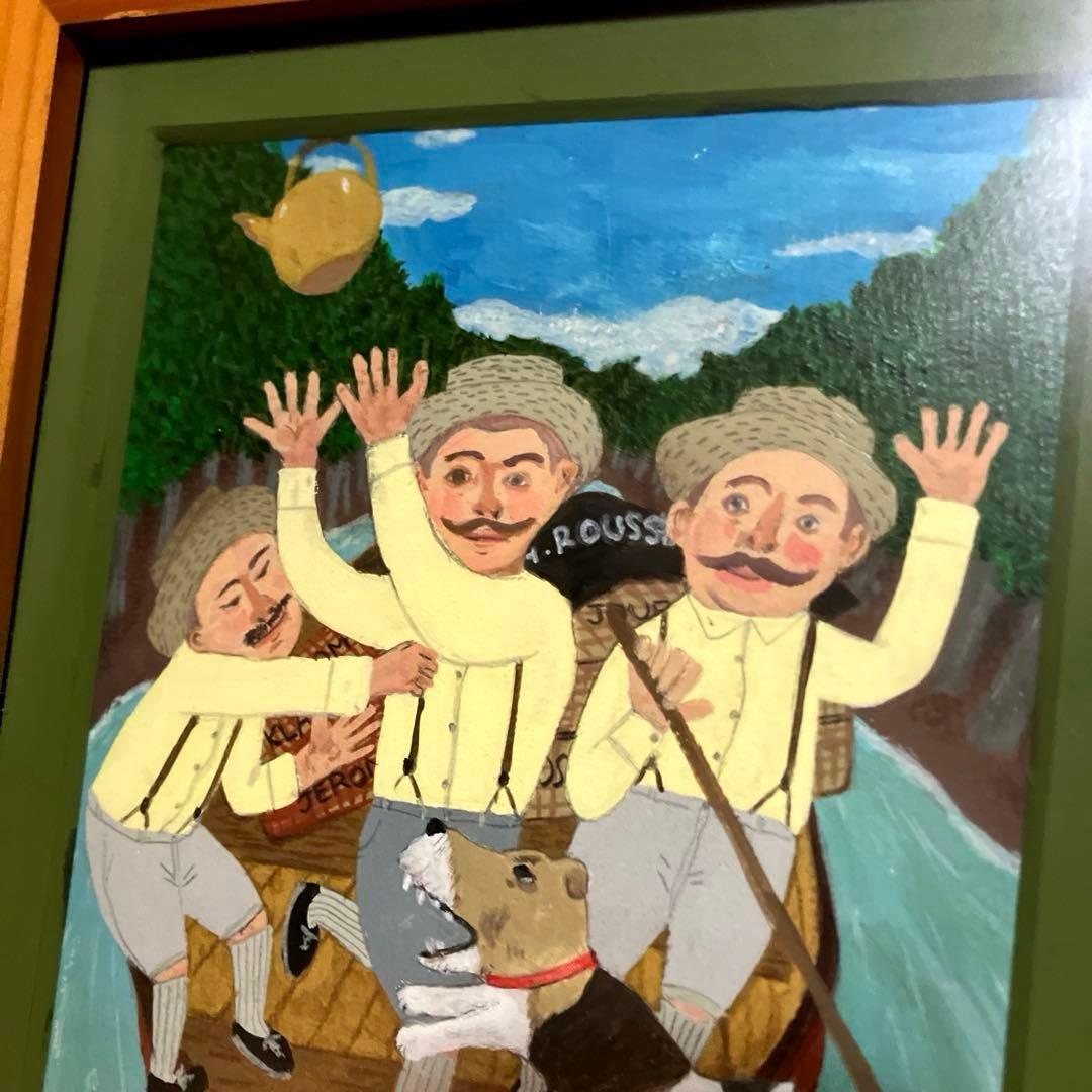 原画　クボ圭太　THREE MEN IN A BOAT 絵画　ボートの三人男