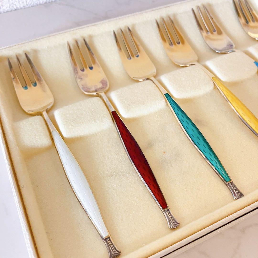 DAVID ANDERSEN 七宝焼 ケーキフォーク スターリングシルバー925