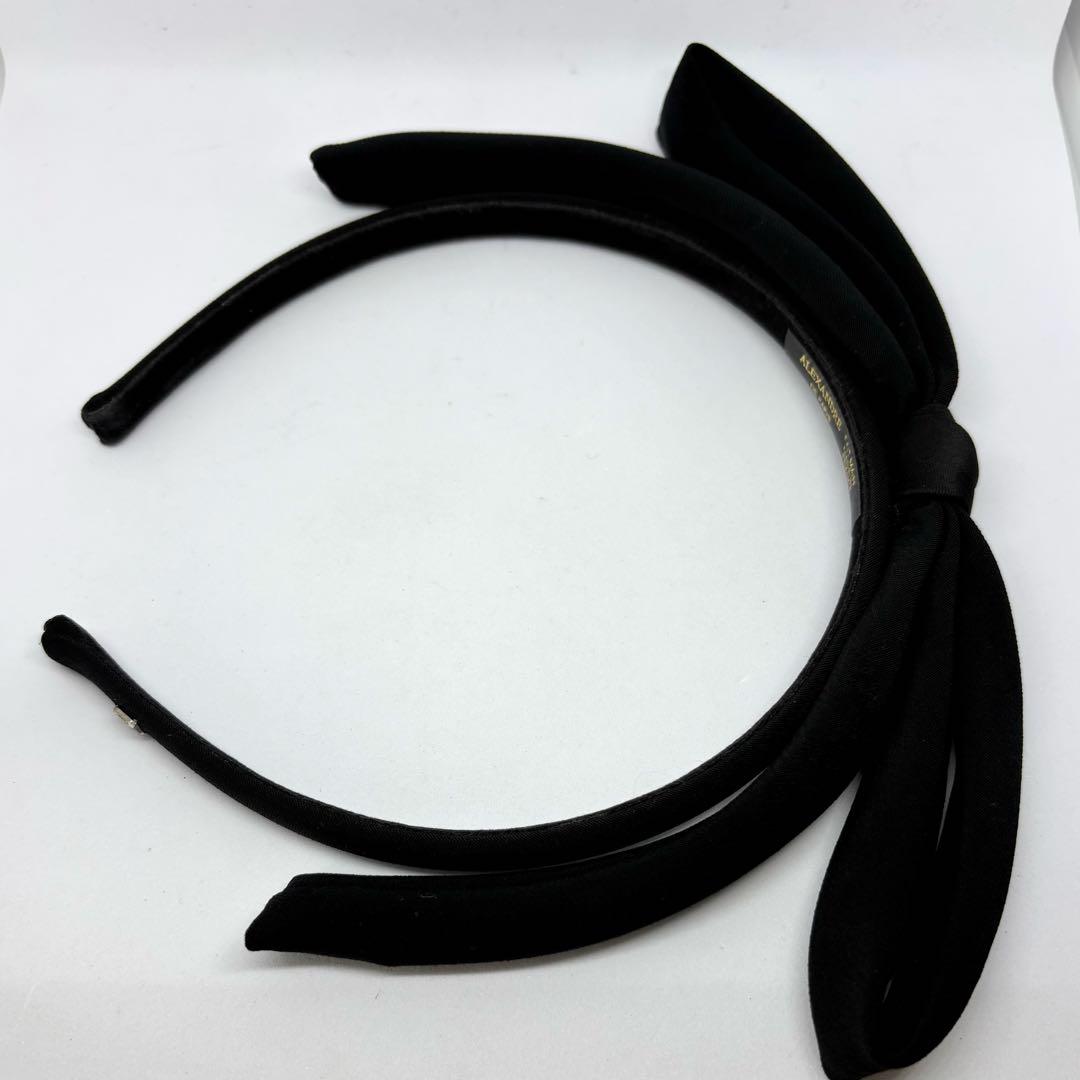 【良品】【アレクサンドルドゥパリ】カチューシャ リボン サテン ブラック 黒