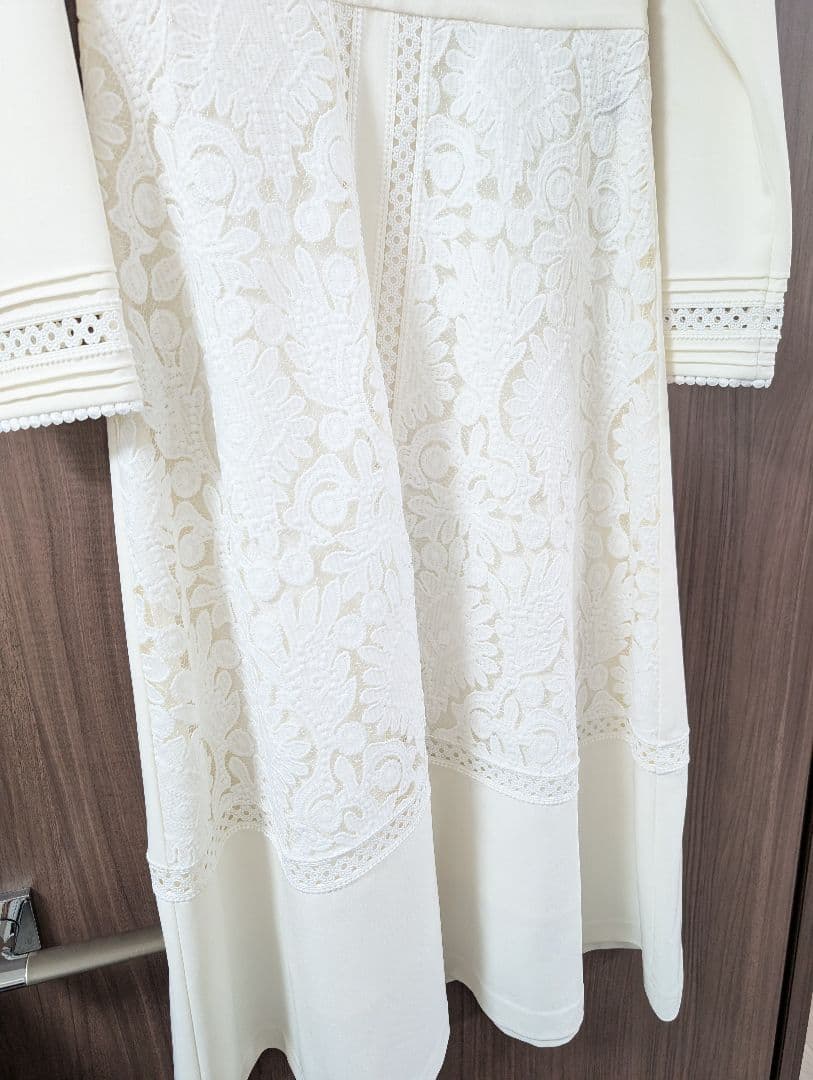 SEVEN TEN レースブロッキングワンピース　ホワイト　M