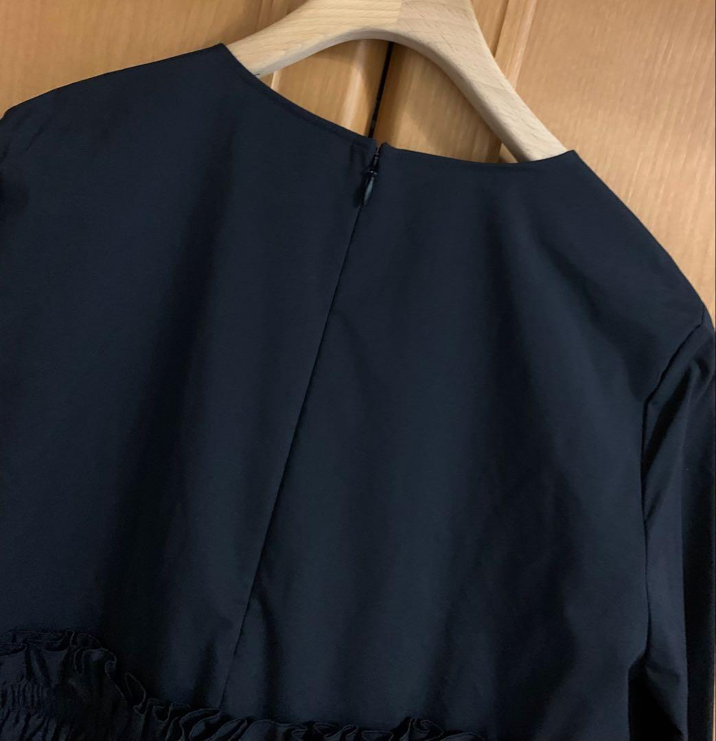 ユナイテッドアローズ　ティアードギャザーロングスリーブブラウス　美品　ブラック