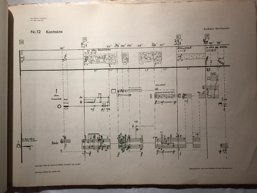 「フォルメル技法」現代音楽の巨匠カールハインツ・シュトックハウゼン 譜面