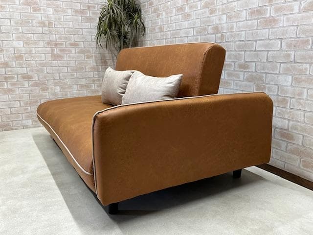 ソファーベッド　ソファ　レザーファブリック　キャメル　新品