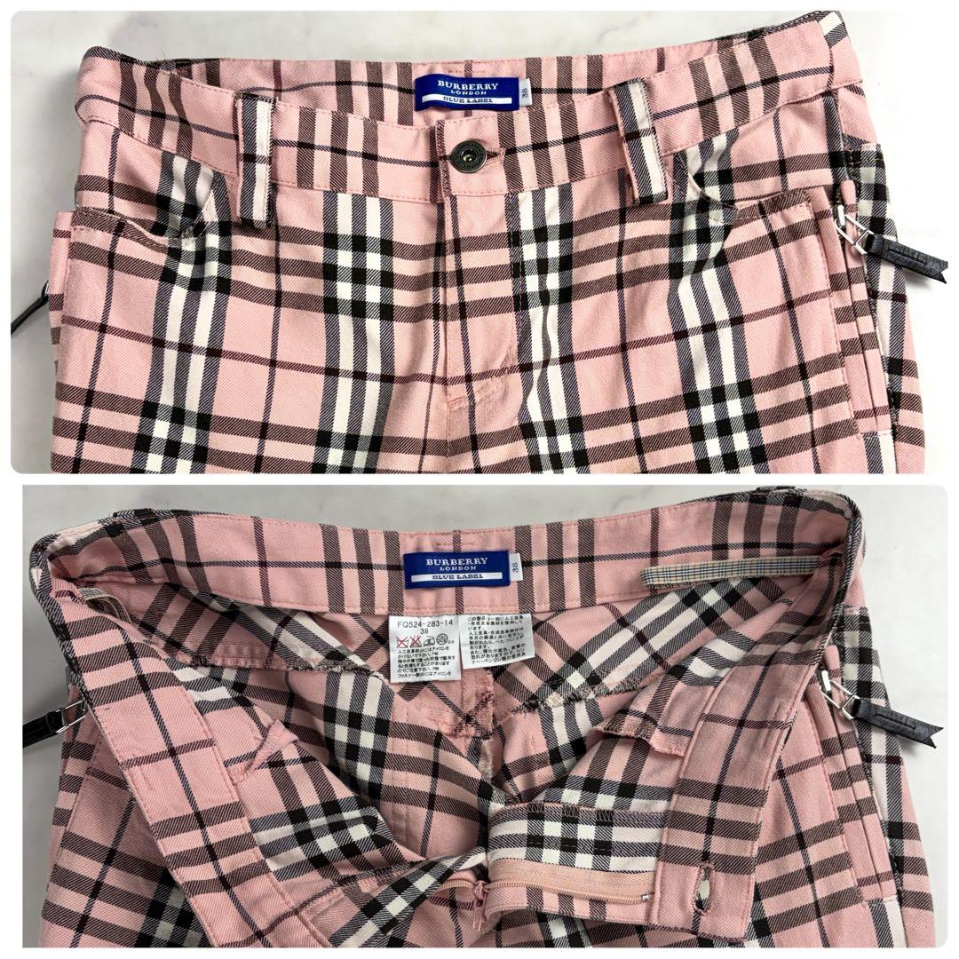 バーバリーブルーレーベル クロップドパンツ ピンク 38