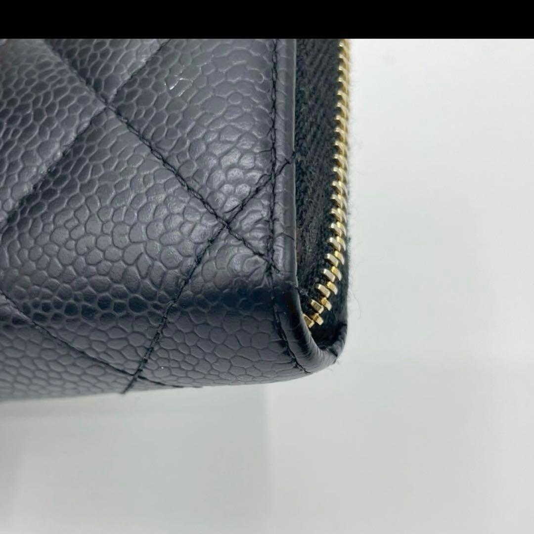 シャネル　マトラッセ　ケース　クラシック　ブラック　キャビアスキン